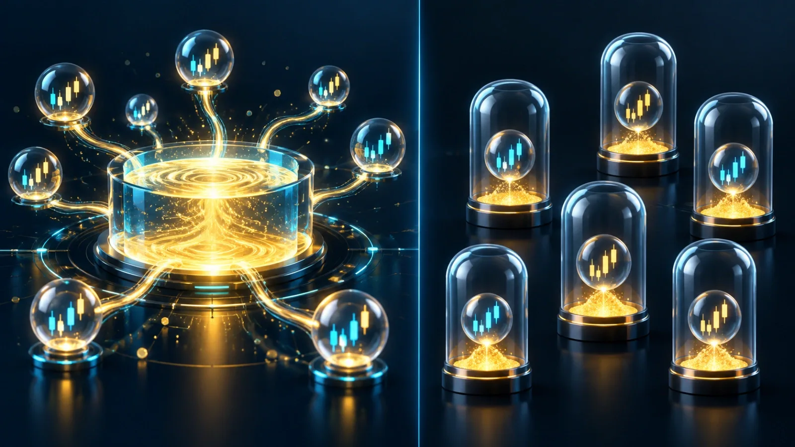Cross margin vs isolated margin on Hyperliquid: one shared margin pool feeding many positions versus separate sealed capsules each holding its own margin