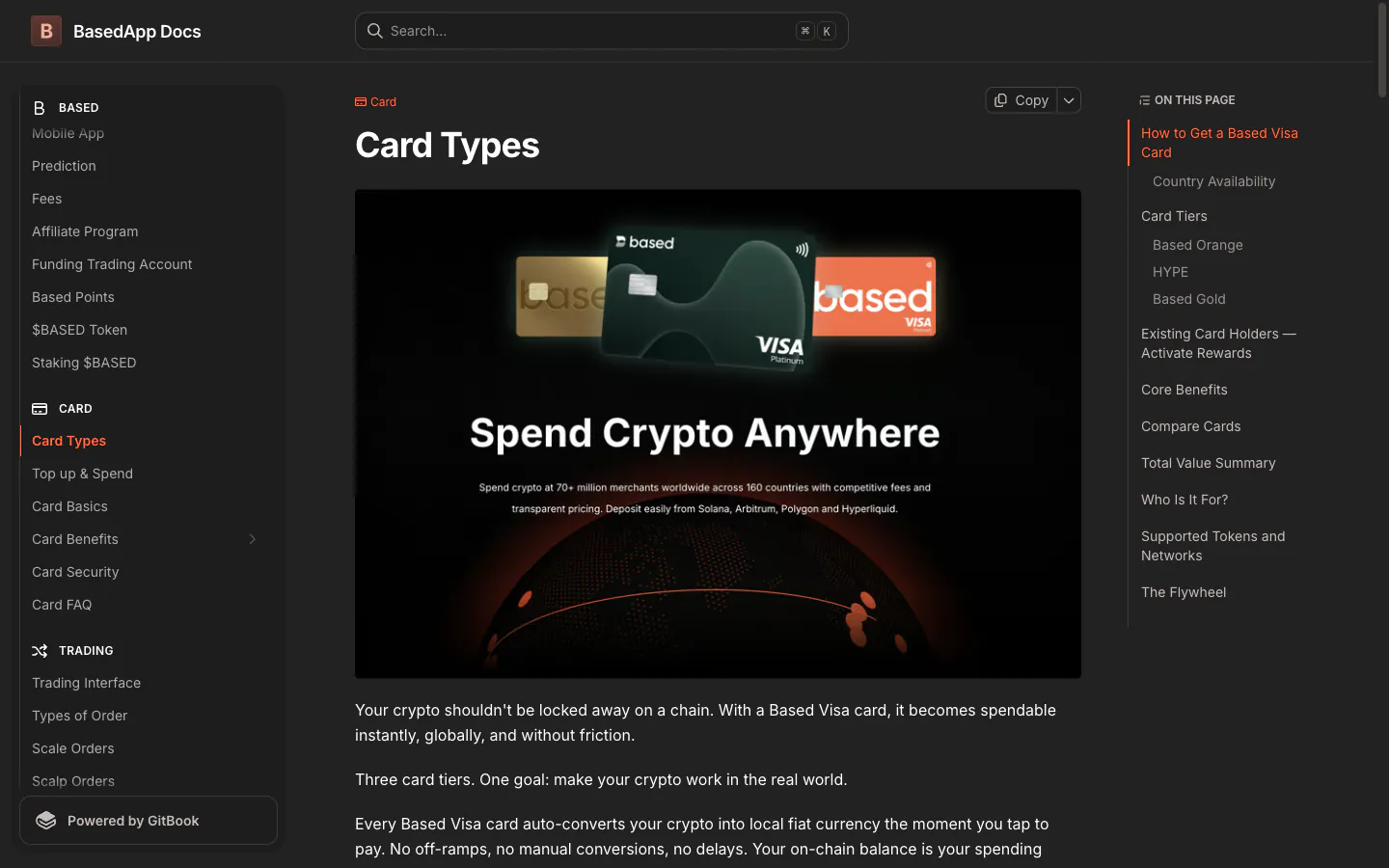 Based Visa card tiers comparison: Based Orange, HYPE and Based Gold