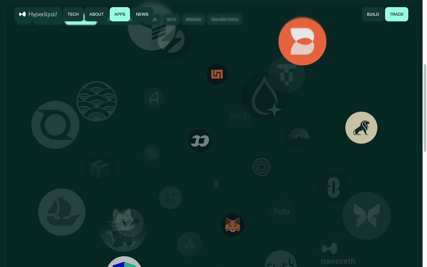 Hyperliquid ecosystem apps directory showing mobile apps built on Hyperliquid